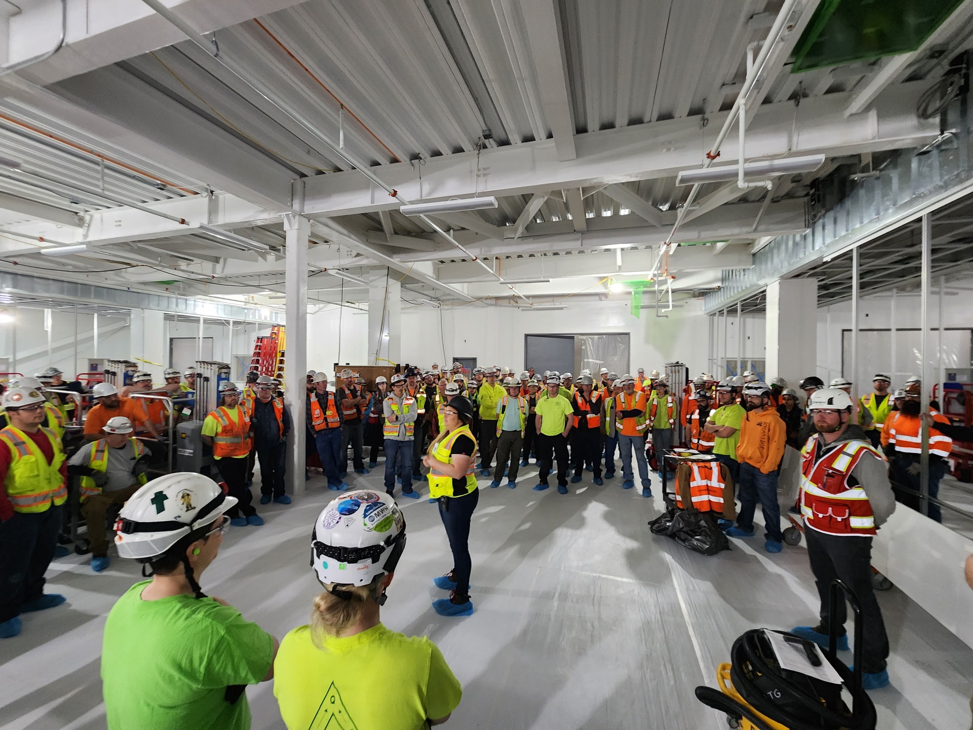 Slayden field crews gathered for an all-hands safety week meeting on a job site